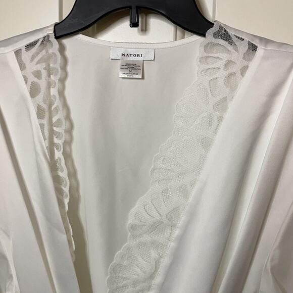NATORI Deco Lace Robe Ivory M NWT - Picture 5 of 9